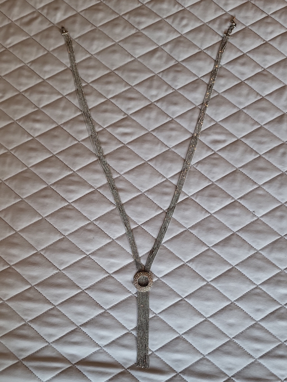 Silver Tone Women's Y-Chain Pendant Necklace with Tassel